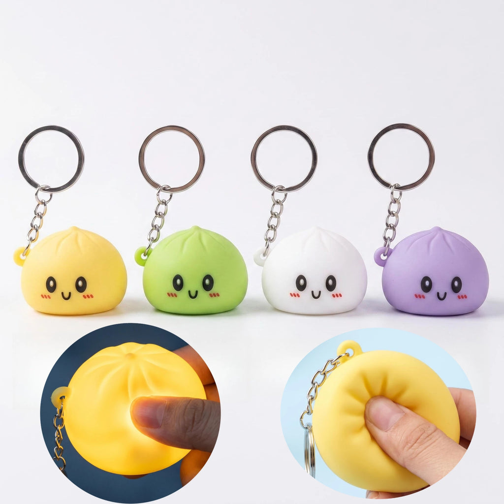 Squishy Dumpling LED | Kawaii Stress Relief Toy & Keychain